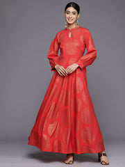 Ethnic Motifs Keyhole Neck Ethnic Maxi Dress-AHEDCRFP-158