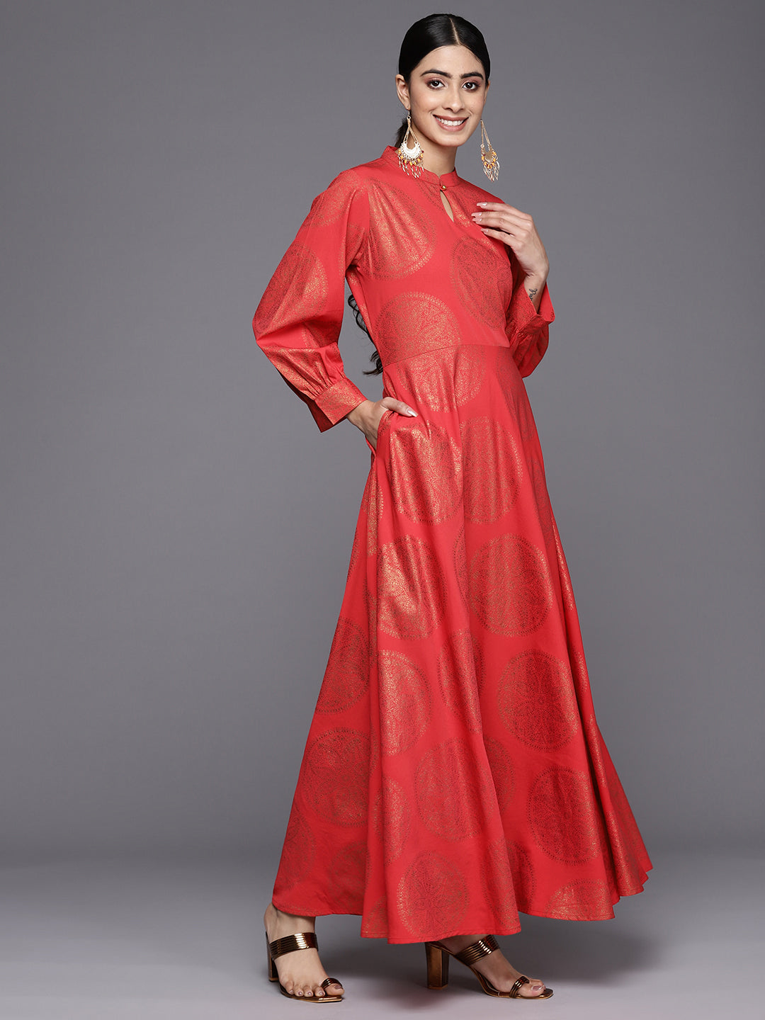 Ethnic Motifs Maxi Dress - Indian Dresses Online