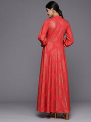 Ethnic Motifs Keyhole Neck Ethnic Maxi Dress-AHEDCRFP-158