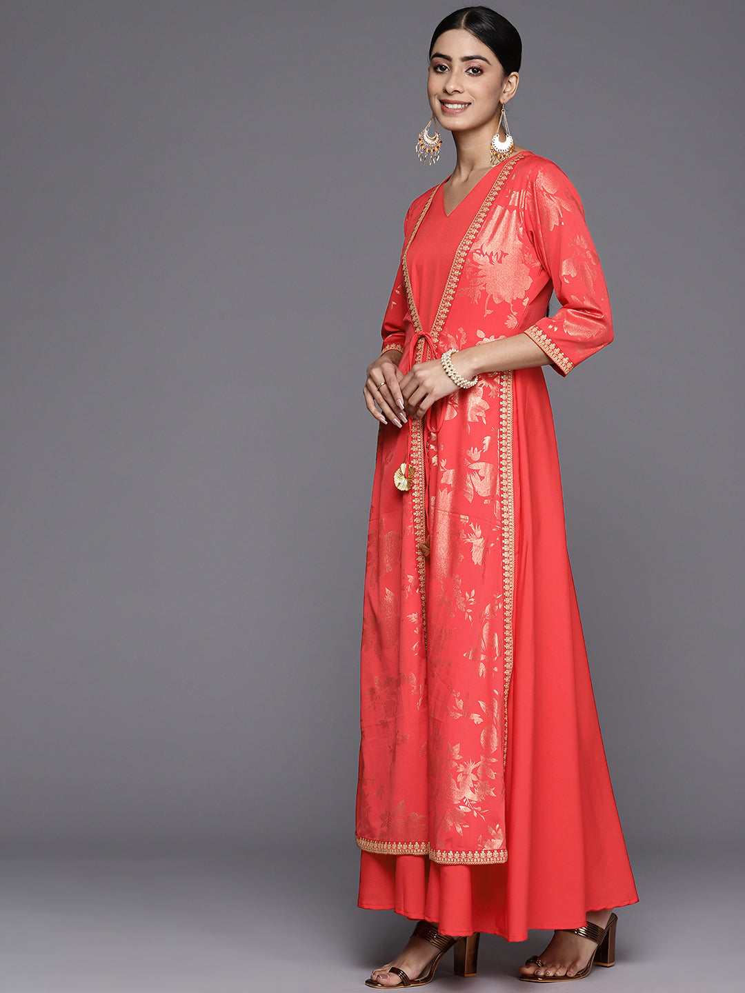 Floral Printed Ethnic Maxi Dress | Indian Dresses Online