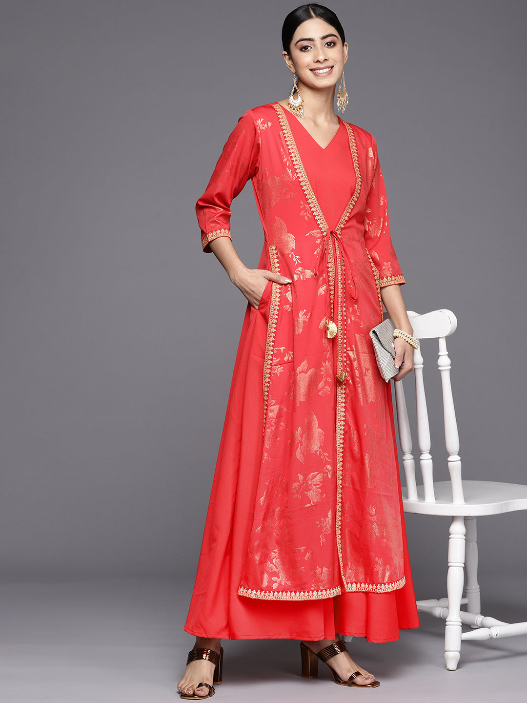 Floral Printed Ethnic Maxi Dress | Indian Dresses Online
