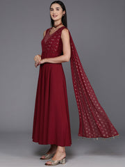Ethnic Motifs Print A-Line Maxi Dress-AHEDCRFP-198