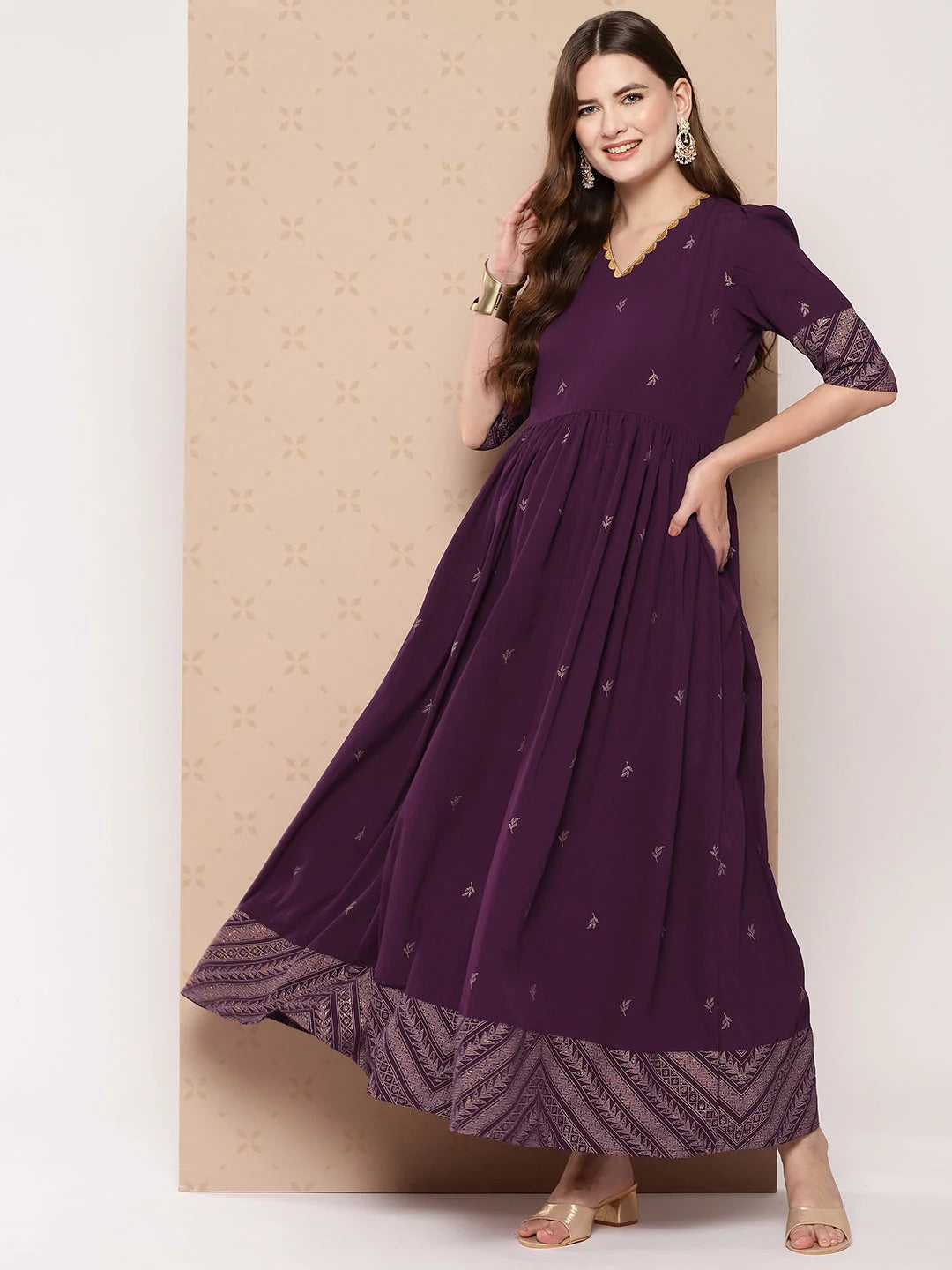 Printed Empire Dress - Shop Indian Dresses Online