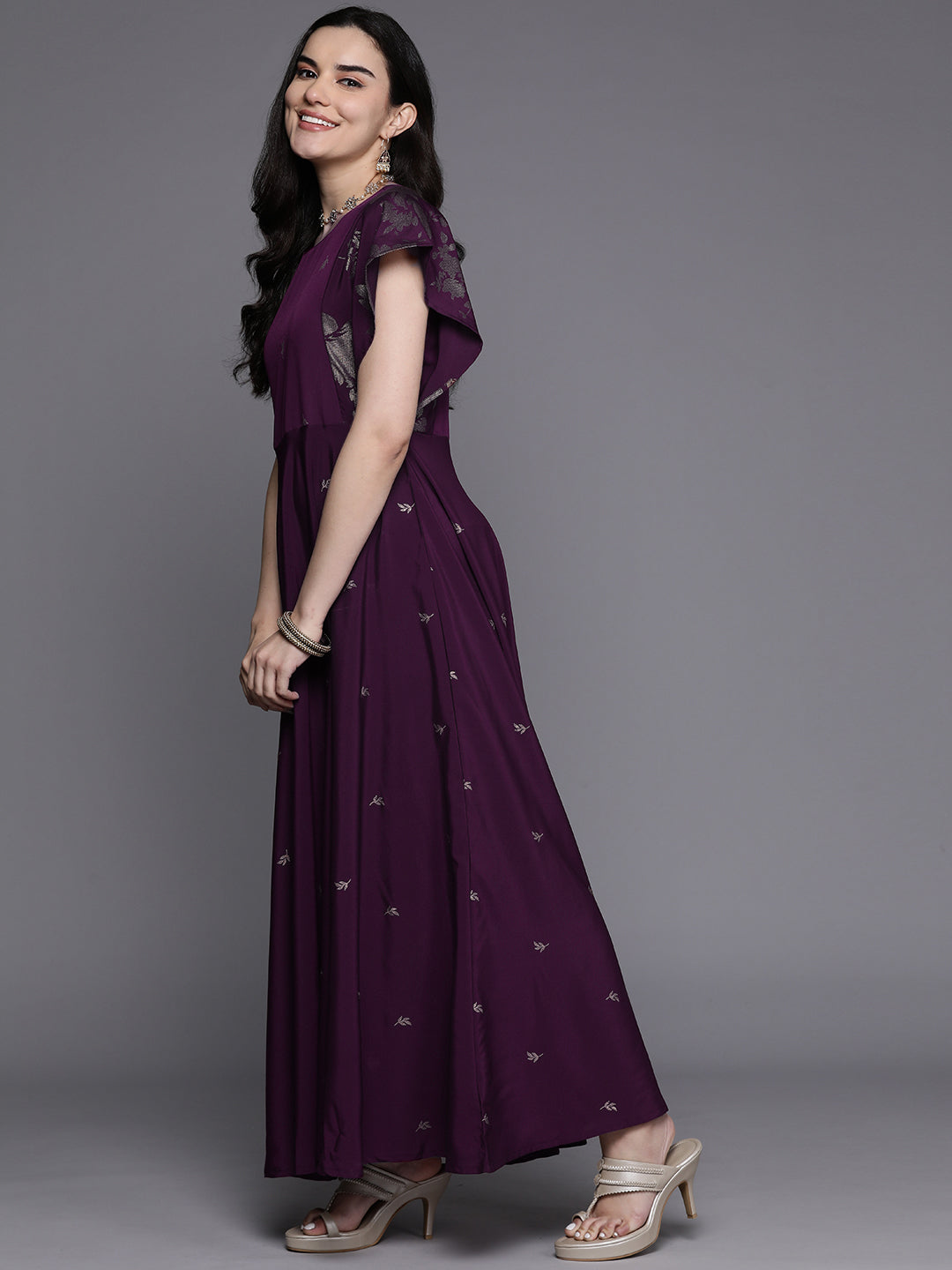 Floral Maxi Ethnic Dress - Indian Dresses Online with Flared S...