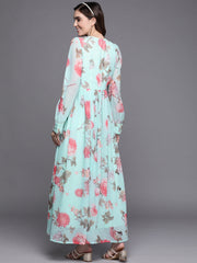 Women Floral Printed Maxi Ethnic Dress-AHEDGRDP-142-FF