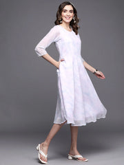 Women Floral Printed Empire Midi Ethnic Dress-AHEDGRDP-144