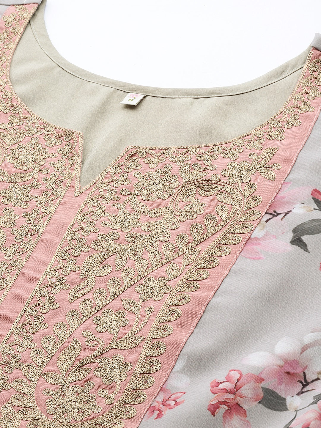 Grey Floral Embroidered Indian Dresses Online