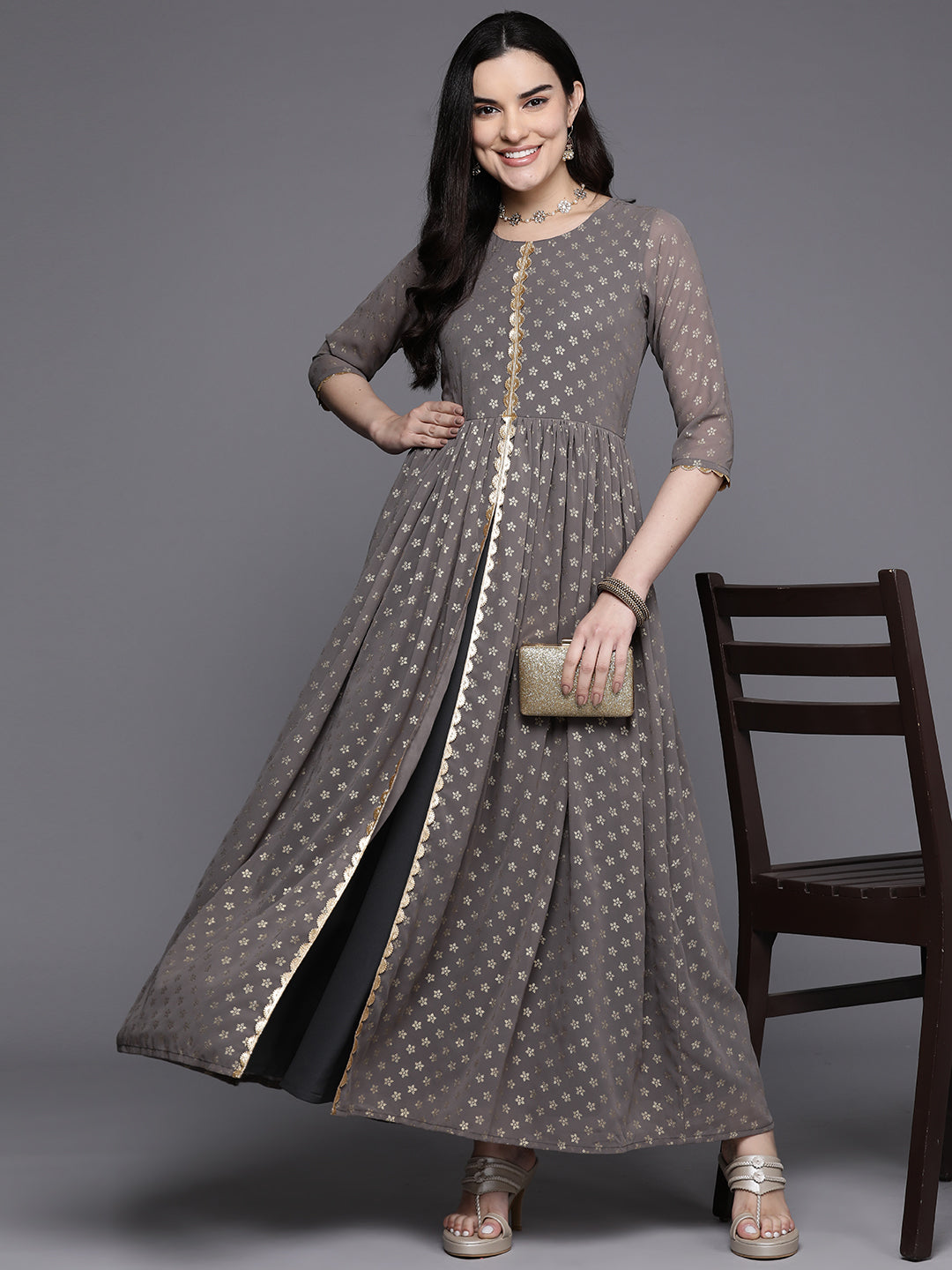 Floral Maxi Dress | Indian Dresses Online - A-Line Ethnic Style