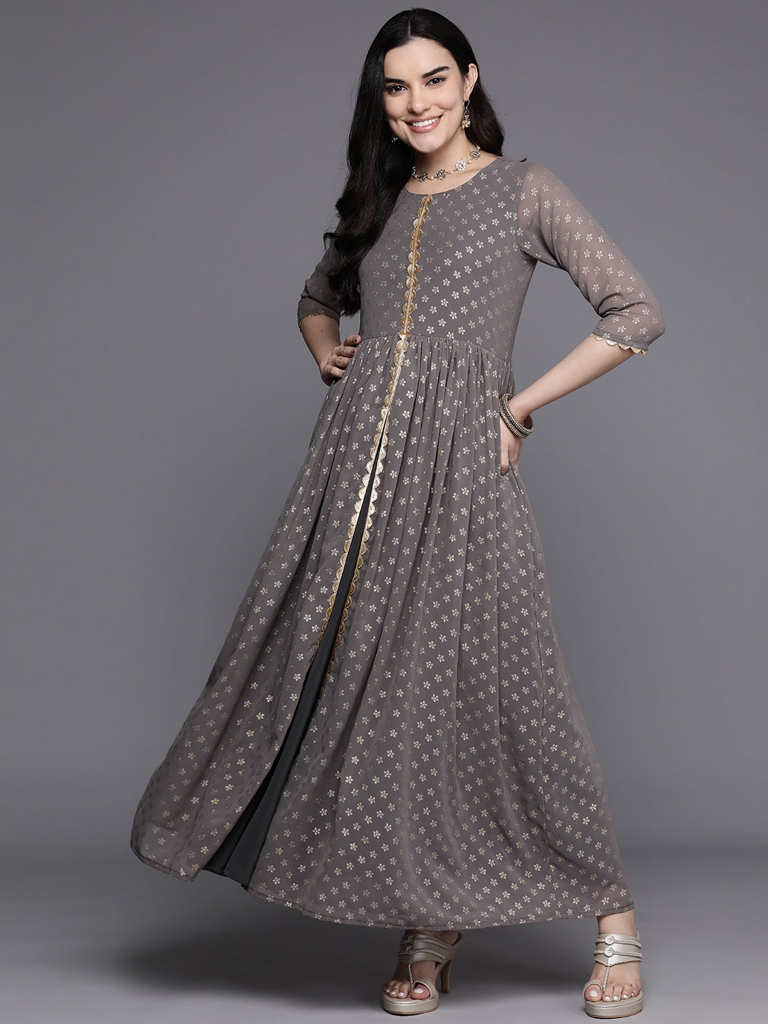 Floral Maxi Dress | Indian Dresses Online - A-Line Ethnic Style