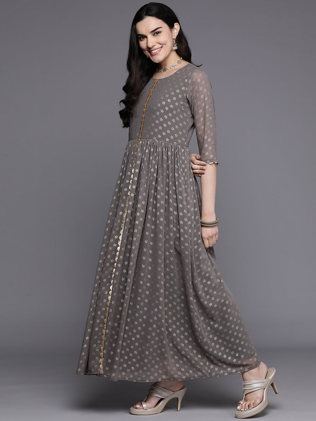 Floral Maxi Dress | Indian Dresses Online - A-Line Ethnic Style