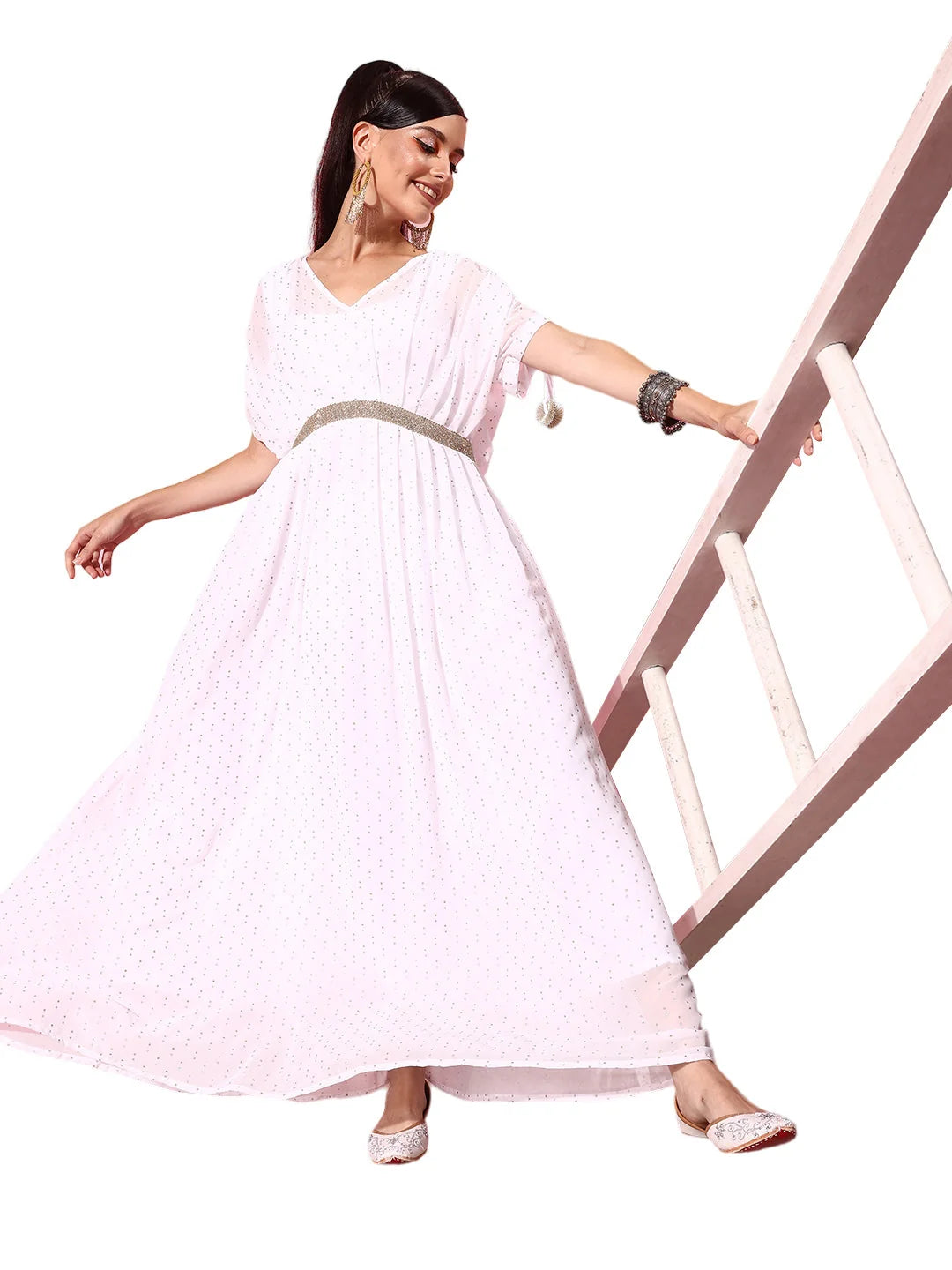 Geometric Printed Maxi Ethnic Dress-AHEDGRGL-210-FF