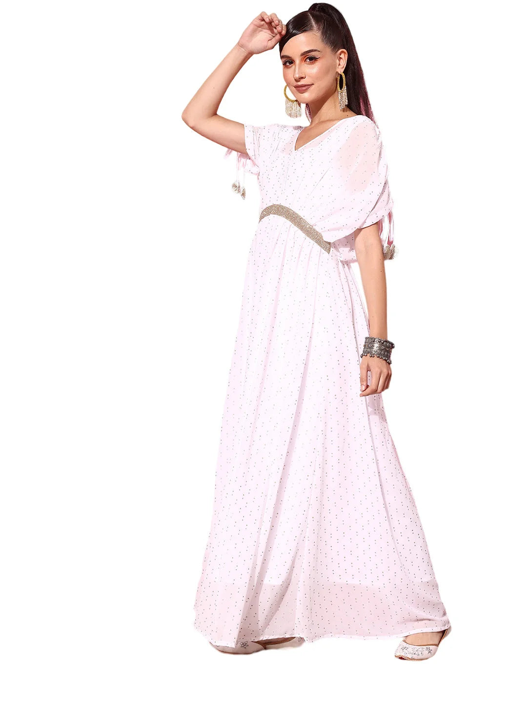 Geometric Print Ethnic Maxi Dress - Indian Dresses Online
