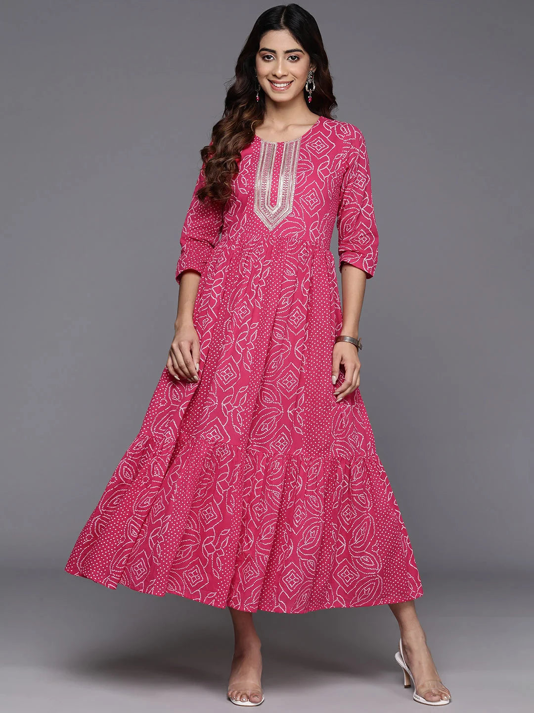 Bandhani Print Cotton Dress | Indian Dresses Online