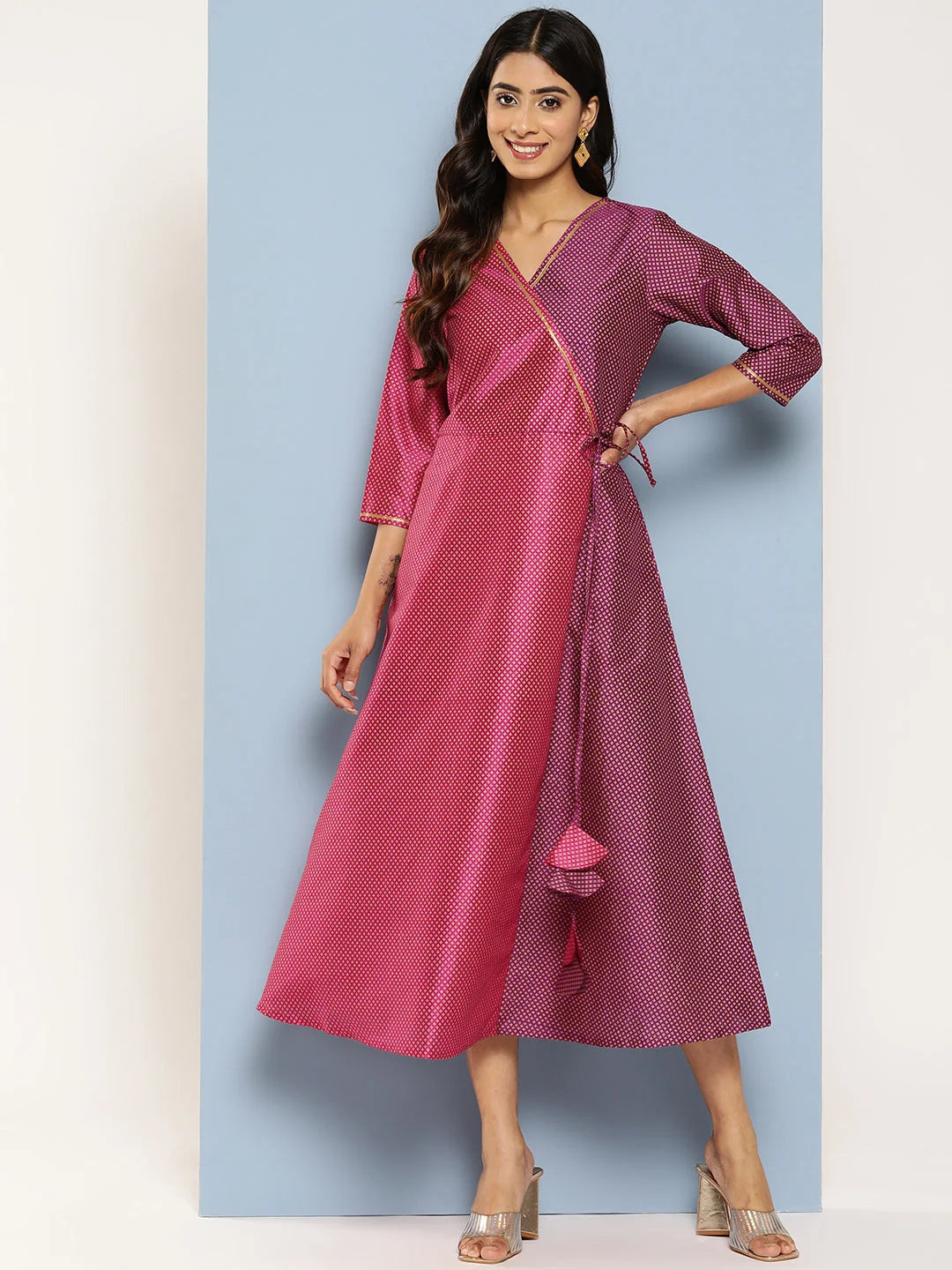 Colourblocked Wrap Dress | Indian Dresses Online