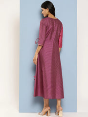 Colourblocked Printed Wrap Ethnic Dress-AHEDPSGP-196-ICH