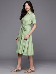 Women's Green Fusion Ethnic Dress - AHEDRYGP-267-DS