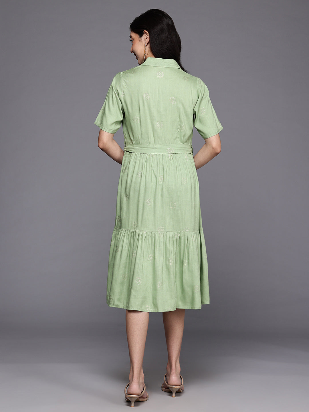 Women's Green Fusion Ethnic Dress - AHEDRYGP-267-DS