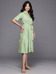 Women's Green Fusion Ethnic Dress - AHEDRYGP-267-DS