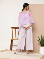 Lavender Printed Waist Tie-Ups Jumpsuit-AHJSCFDP-43-ICH