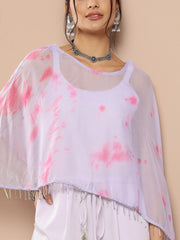 Lavender Printed Waist Tie-Ups Jumpsuit-AHJSCFDP-43-ICH