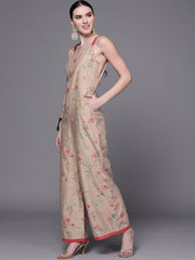 Tan Floral Printed Basic Jumpsuit-AHJSCHPG-959-FF