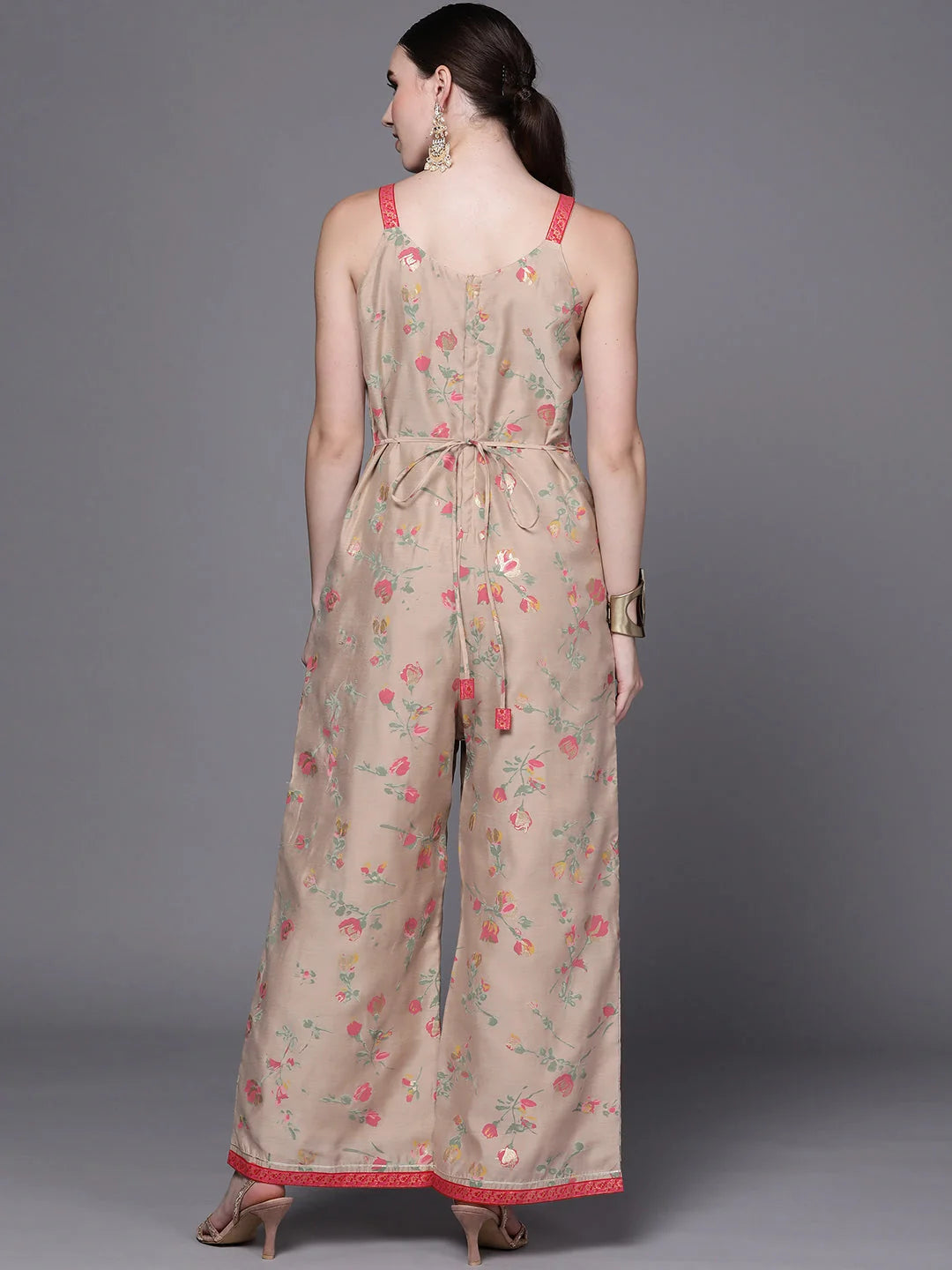 Tan Floral Printed Jumpsuit | Casual Jumpsuits for Women