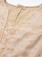 Beige & Golden Printed Tie Up Detail Jumpsuit-AHJSCHPG-974-FF