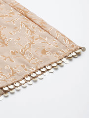 Beige & Golden Printed Tie Up Detail Jumpsuit-AHJSCHPG-974-FF