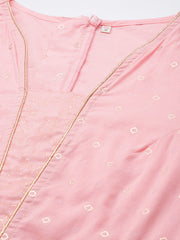 Pink Printed Pure Cotton Waist Tie-Ups Jumpsuit-AHJSCOKH-968-FF