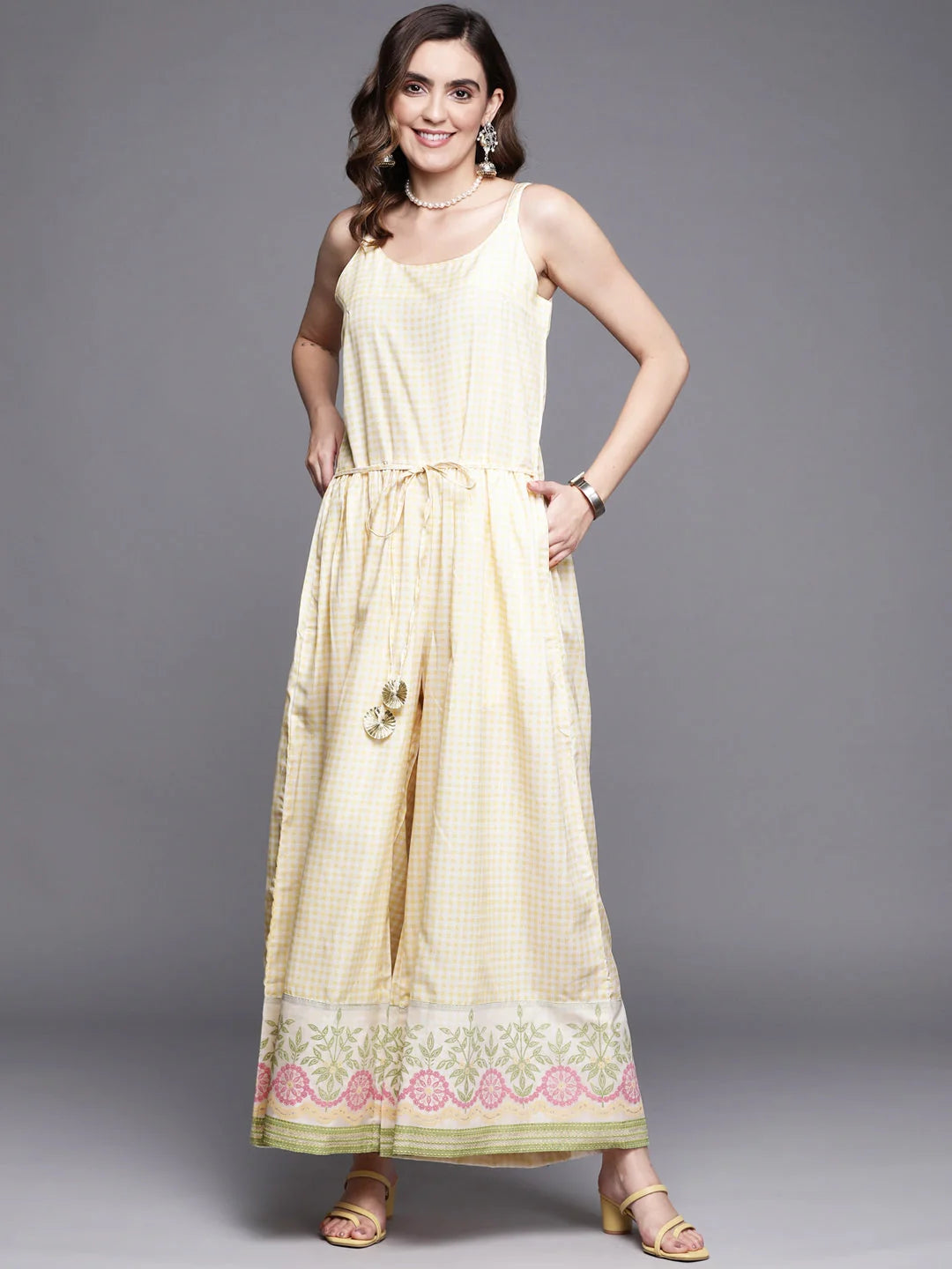 Checkered Jumpsuit with Waist Tie | Women's Western Wear