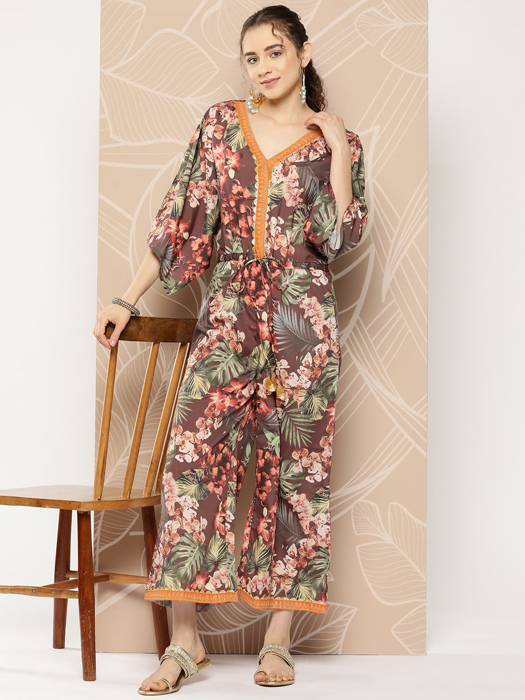 Printed Waist Tie-Ups Jumpsuit | Casual Jumpsuits for Women
