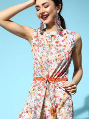 Pink Crepe Digital Print Floral Jumpsuit-AHJSCRDP-918-FF