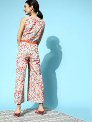 Pink Crepe Digital Print Floral Jumpsuit-AHJSCRDP-918-FF