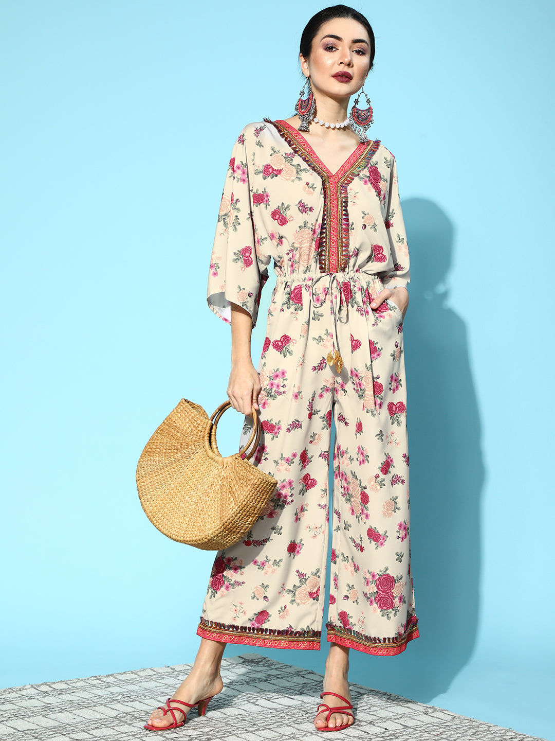 Beige Floral Jumpsuit: Stylish One-Piece Outfits for Women