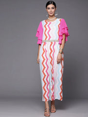 White & Pink Zig Zag Striped Printed Jumpsuit-AHJSCRDP-978-FF