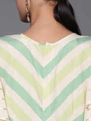 Off White & Green Chevron Print Jumpsuit-AHJSCRDP-979-FF