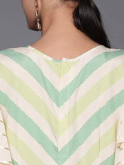 Off White & Green Chevron Print Jumpsuit-AHJSCRDP-979-FF