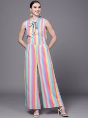 Multi Colour Striped Jumpsuit-AHJSCRDP-989-FF