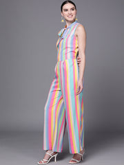 Multi Colour Striped Jumpsuit-AHJSCRDP-989-FF