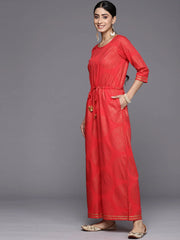 Printed Crepe Basic Jumpsuit With Waist Tie-Ups-AHJSCRFP-49