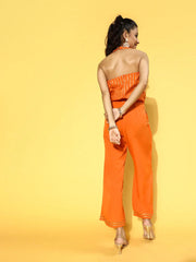 Orange & Gold Stripes Print Jumpsuit-AHJSCRFP-921-FF