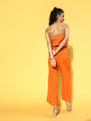 Orange & Gold Stripes Print Jumpsuit-AHJSCRFP-921-FF