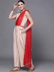 Off White & Red Printed Jumpsuit-AHJSCRPG-977-FF