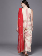 Off White & Red Printed Jumpsuit-AHJSCRPG-977-FF