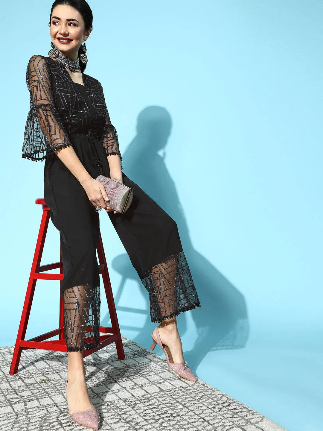 Black Printed Jumpsuit | Casual Jumpsuits for Women