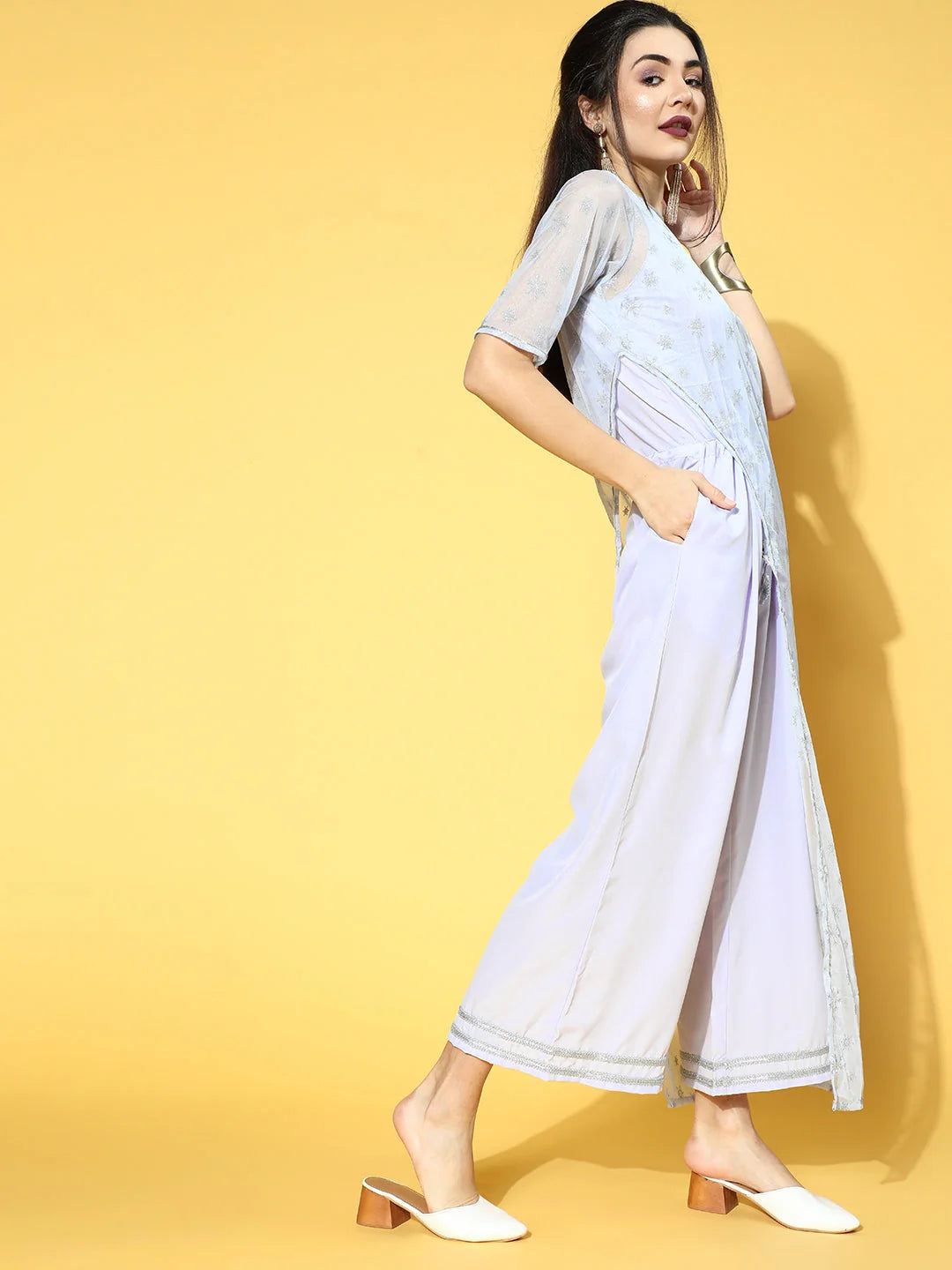 Blue Glitter Print Jumpsuit | Women's Formal Jumpsuit Outfits