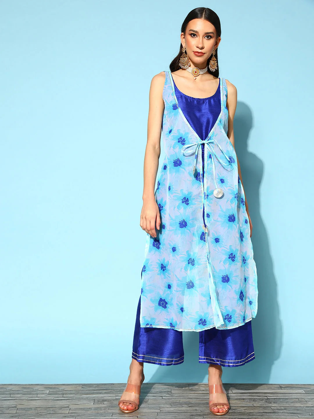 Blue Printed Jumpsuit: Women's Jumpsuit Sets Online