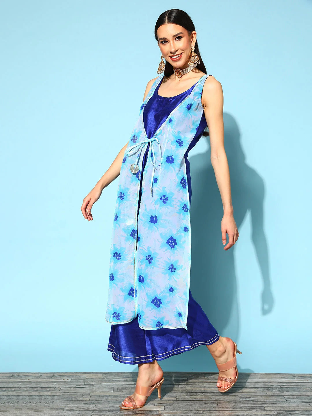 Blue Printed Jumpsuit: Women's Jumpsuit Sets Online