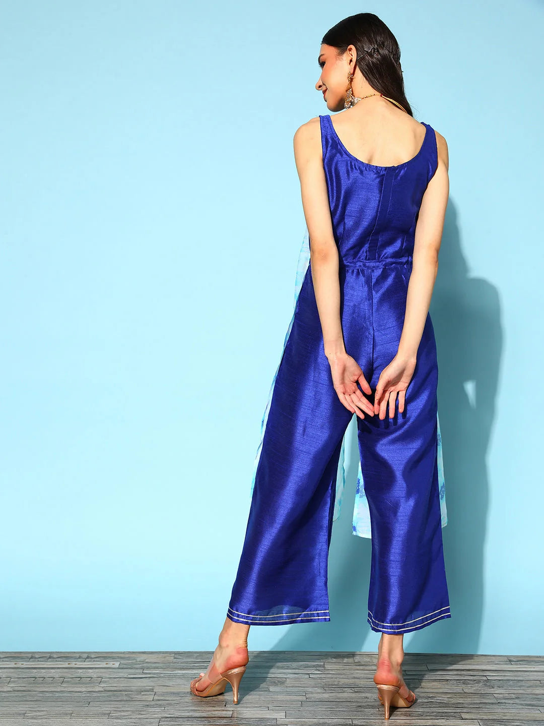 Blue Printed Jumpsuit: Women's Jumpsuit Sets Online