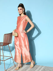 Peach Self-Design Jumpsuit-AHJSPSGP-955-FF